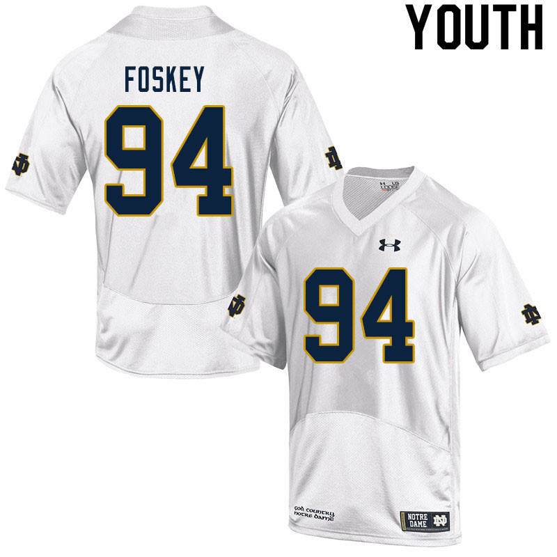Youth #94 Isaiah Foskey Notre Dame Fighting Irish College Football Jerseys Sale-White
